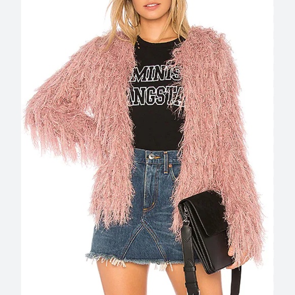 JOA Shaggy Cardigan in Pink - Picture 1 of 7
